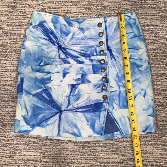 Retrofete Willa Blue Tie Dye Leather Skirt Small - Picture 10 of 14